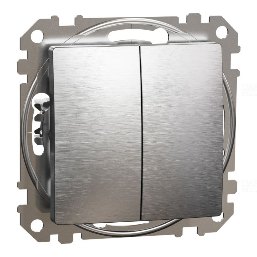 Выключатель двухклавишный проходной Schneider Electric Sedna Design Матовый алюминий SDD170118